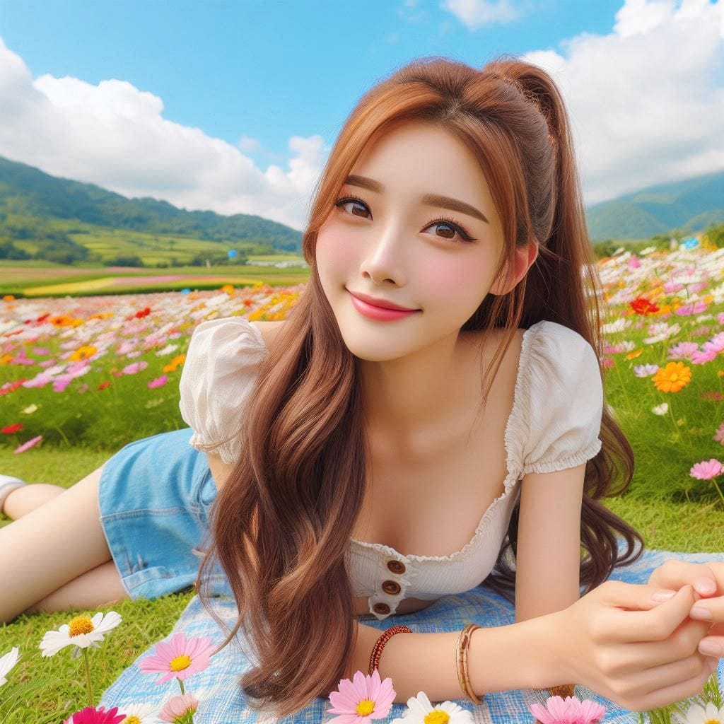 The girl next door in the garden