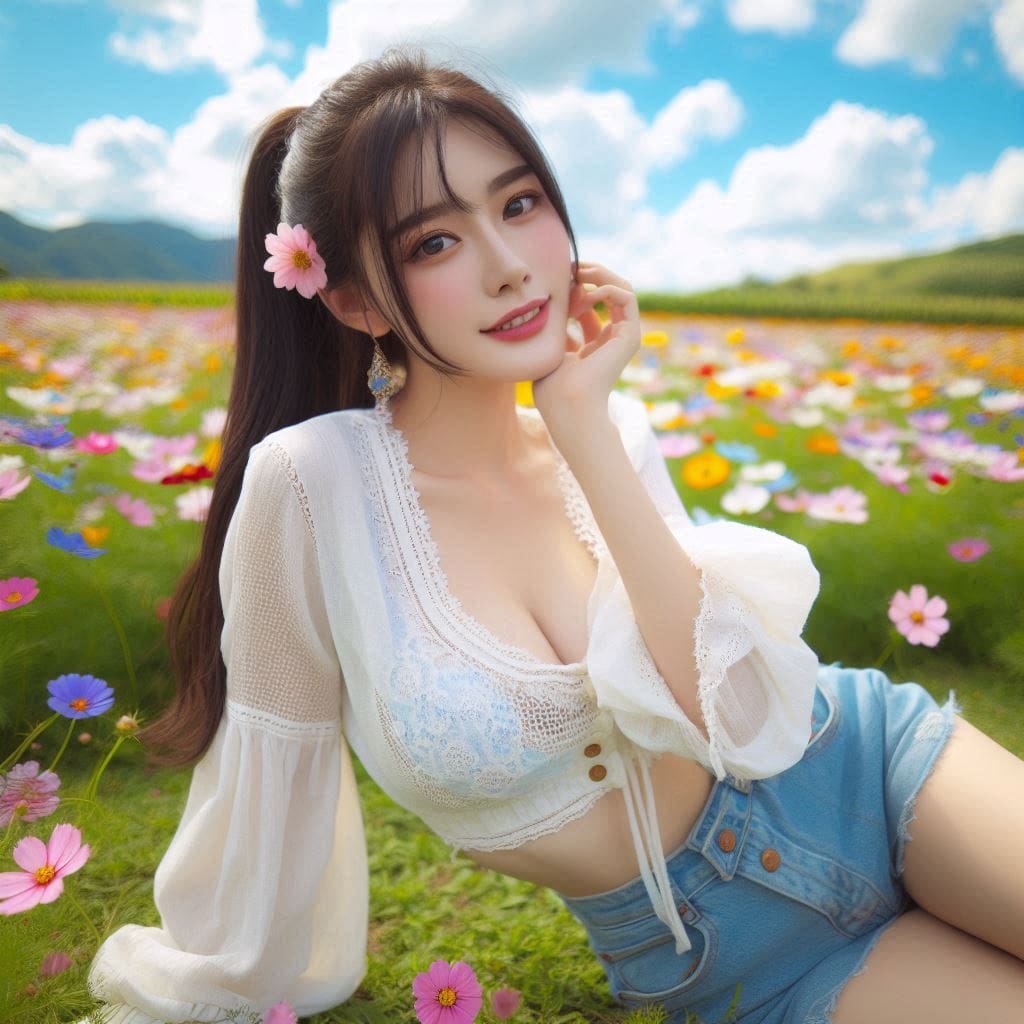 The girl next door in the garden