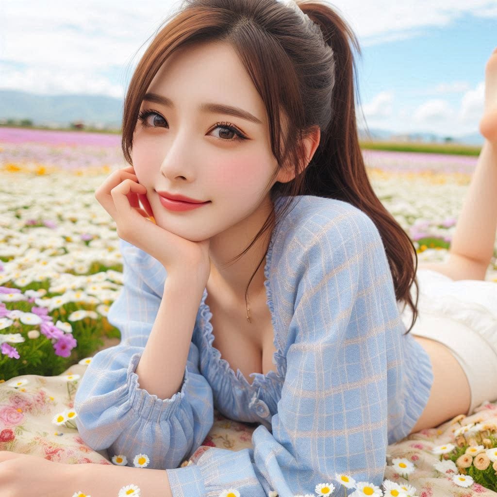 The girl next door in the garden