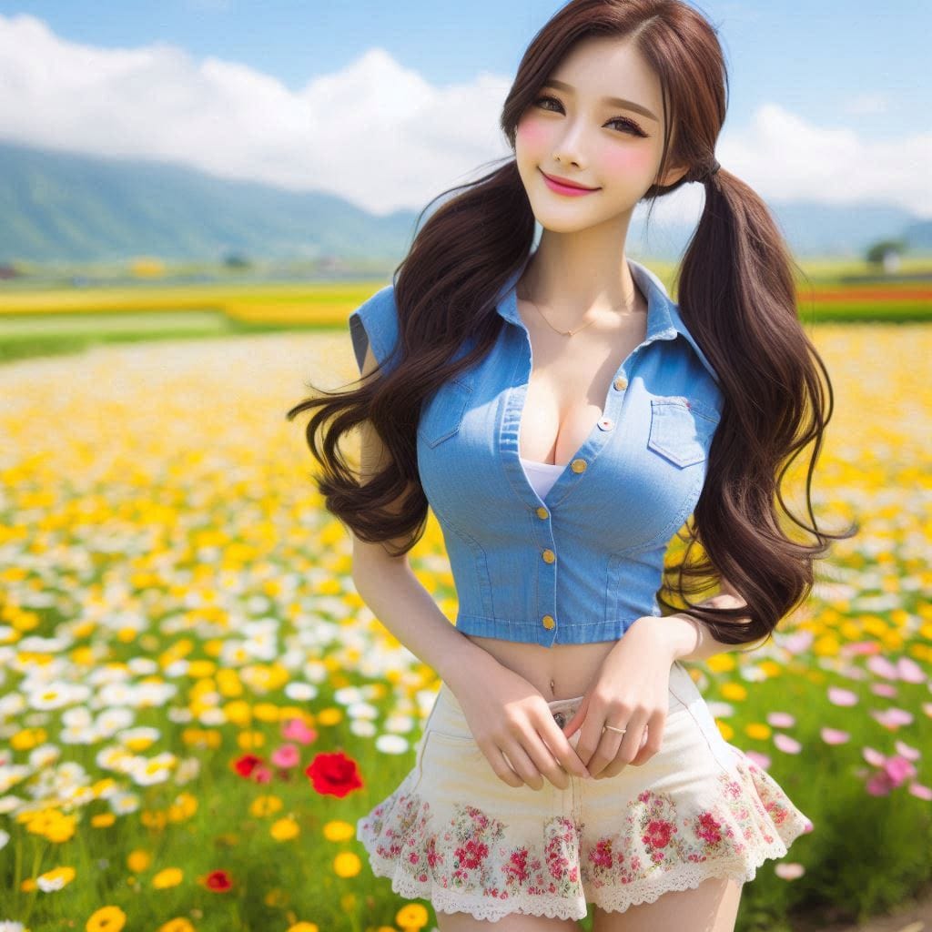 The girl next door in the garden