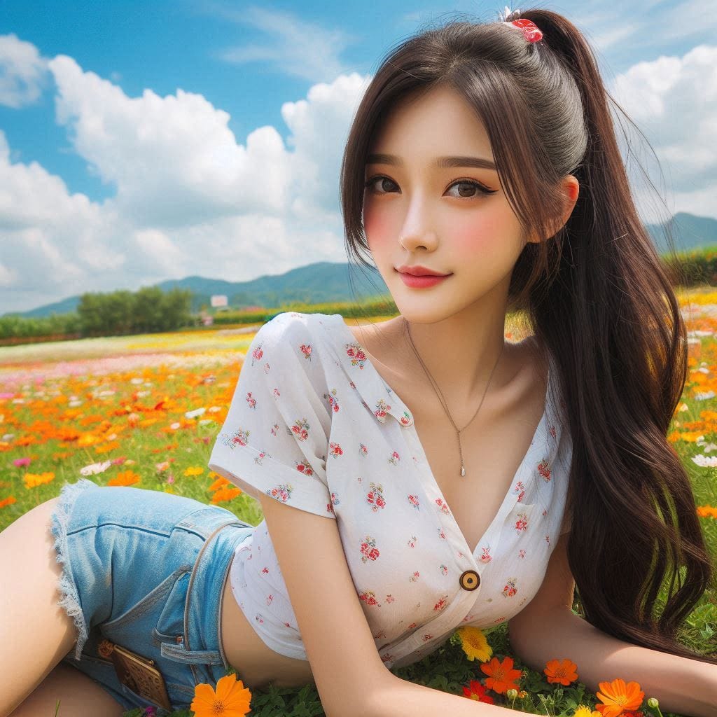 The girl next door in the garden