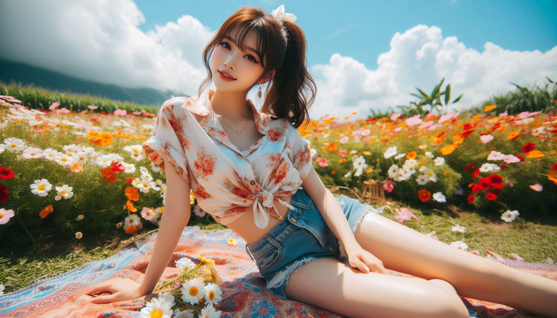 The girl next door in the garden