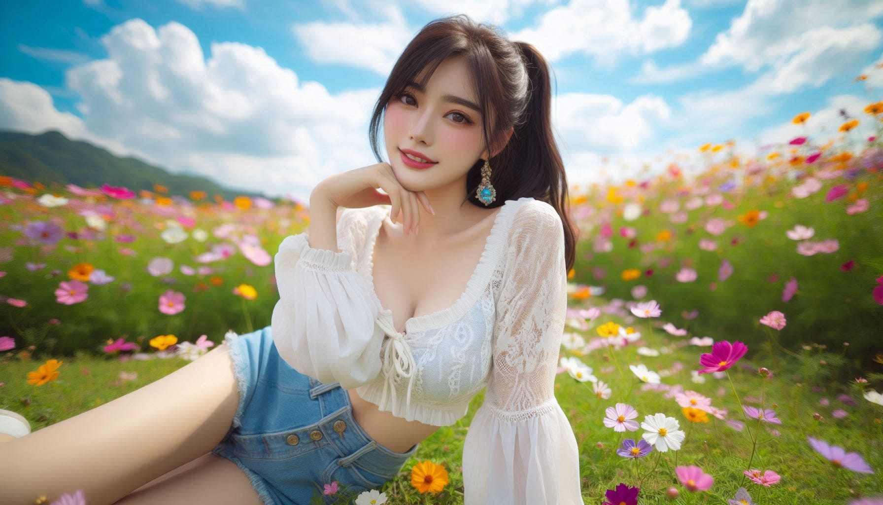 The girl next door in the garden
