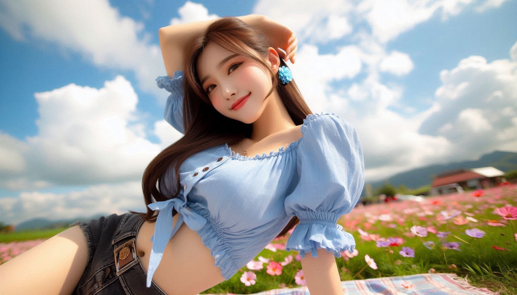The girl next door in the garden