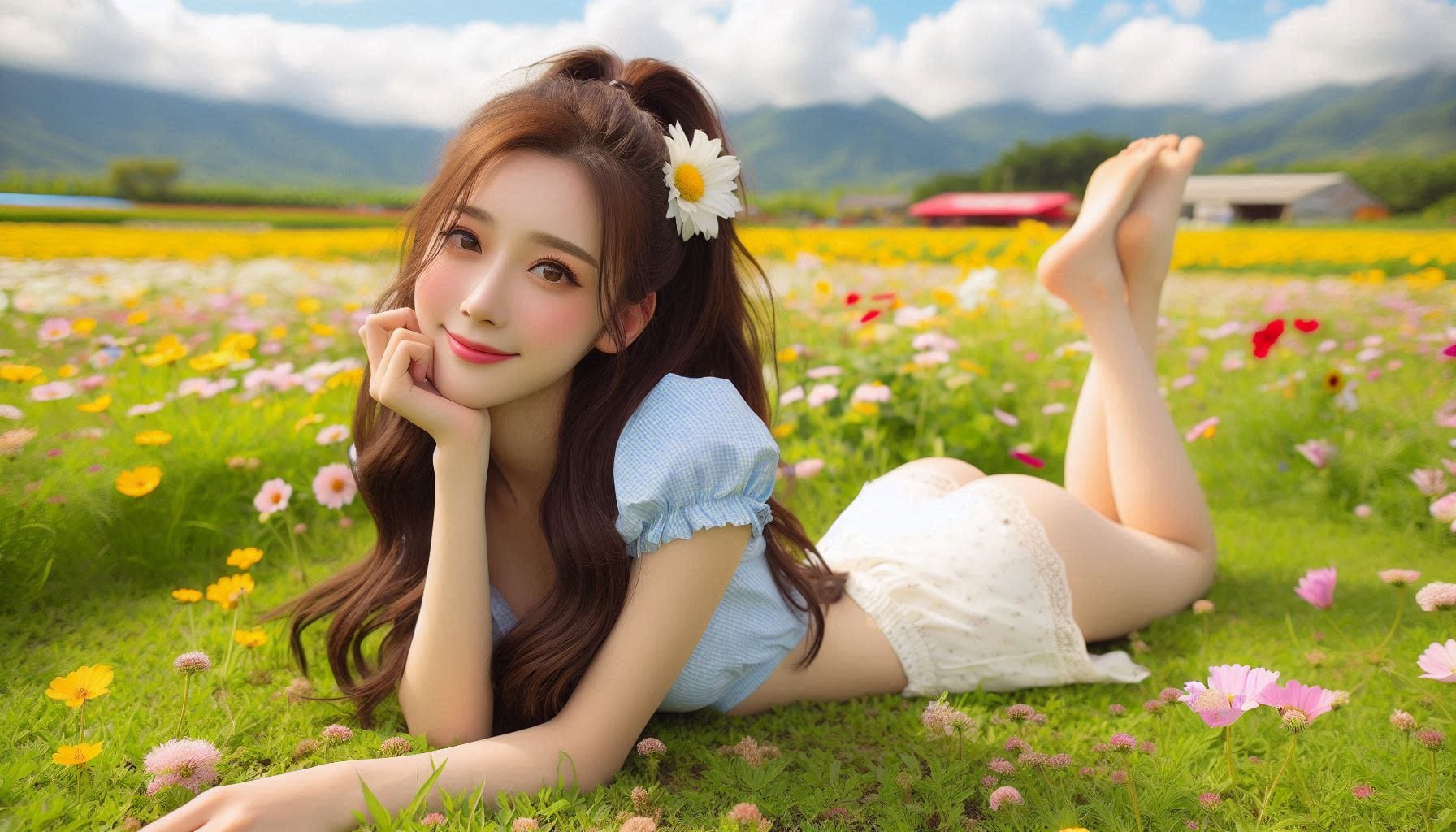 The girl next door in the garden