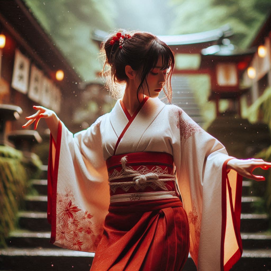 Mysterious Shrine in the Woods - Japanese Miko