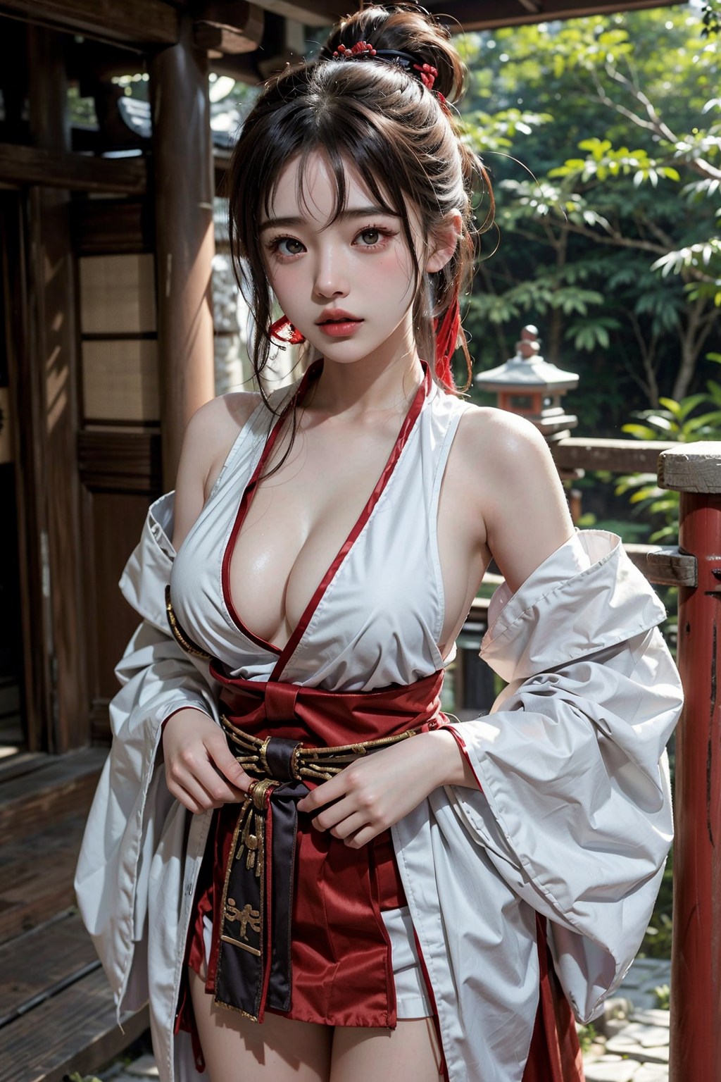 Mysterious Shrine in the Woods - Japanese Miko