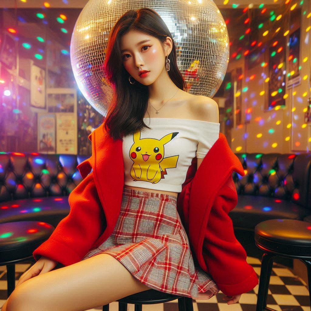 Girl posing on KTV, sparkling and childish