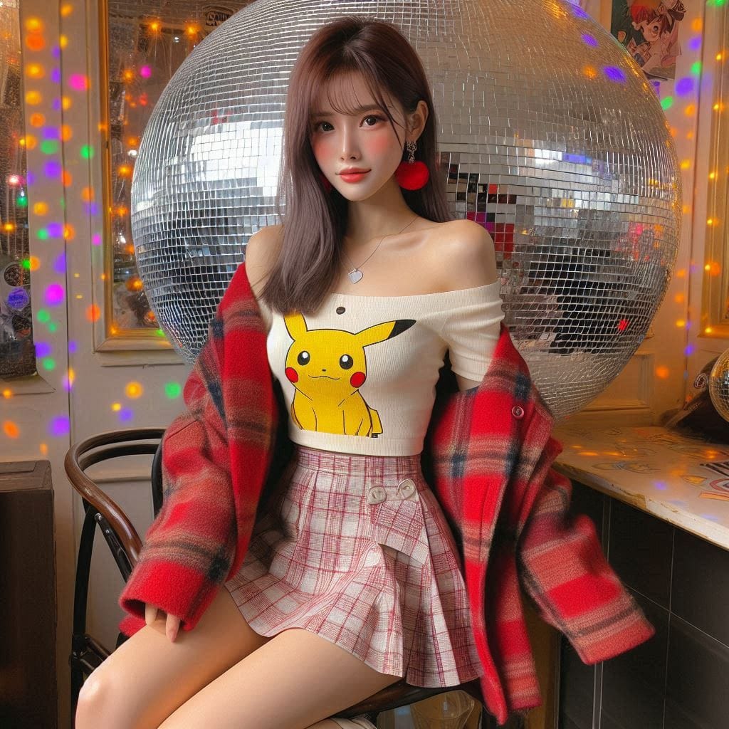 Girl posing on KTV, sparkling and childish