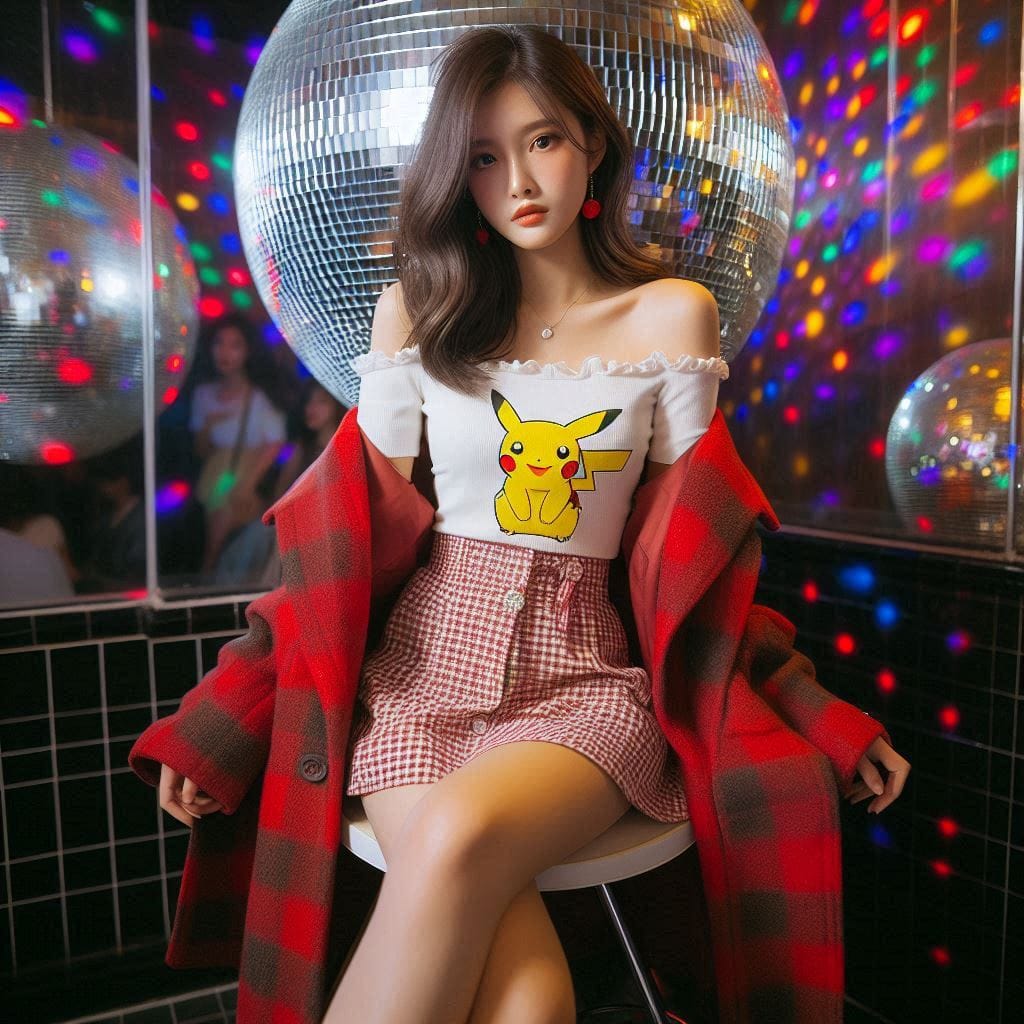 Girl posing on KTV, sparkling and childish