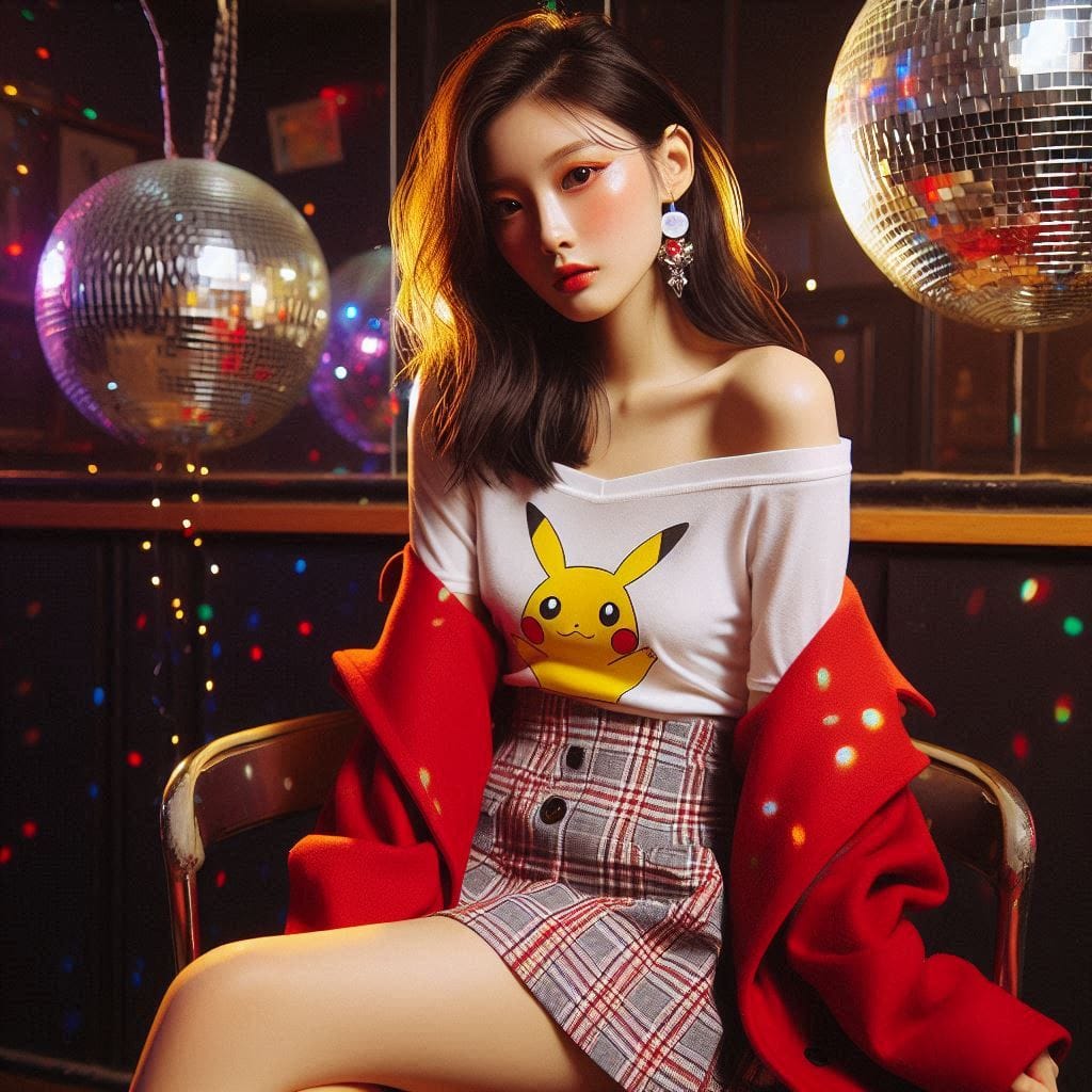 Girl posing on KTV, sparkling and childish