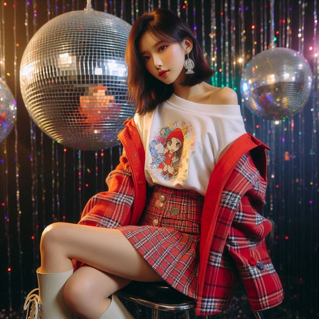 Girl posing on KTV, sparkling and childish