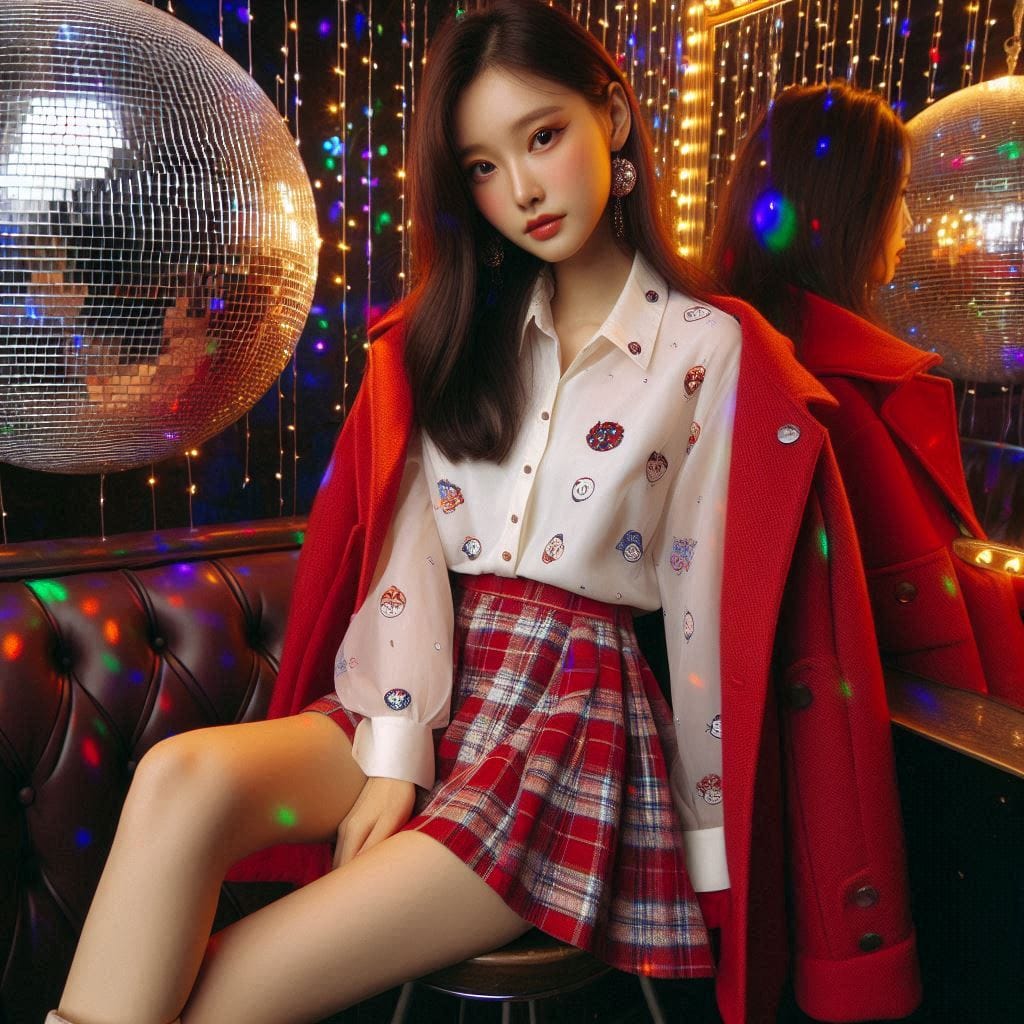 Girl posing on KTV, sparkling and childish