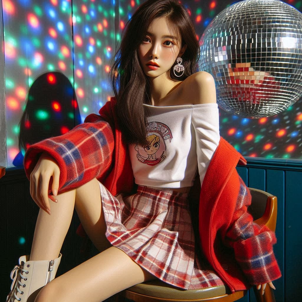 Girl posing on KTV, sparkling and childish