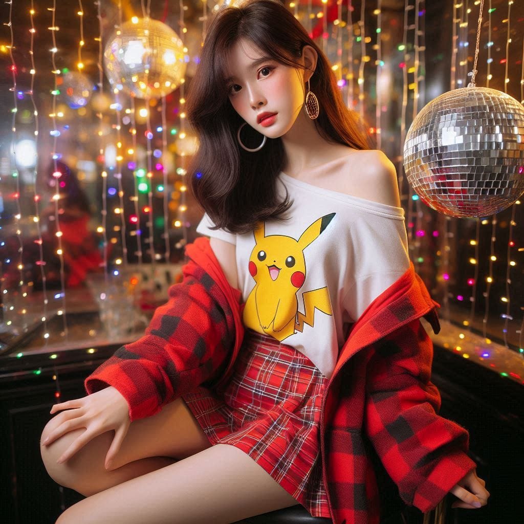 Girl posing on KTV, sparkling and childish