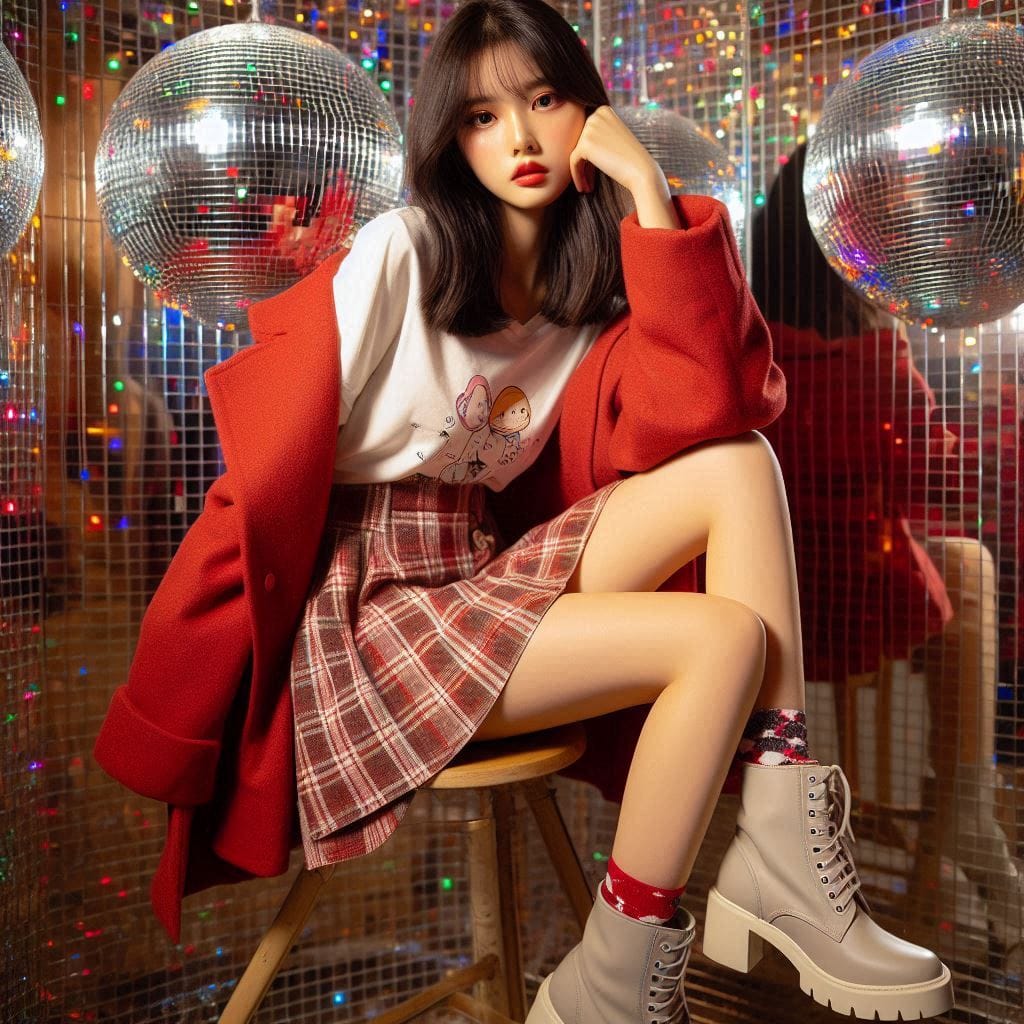 Girl posing on KTV, sparkling and childish