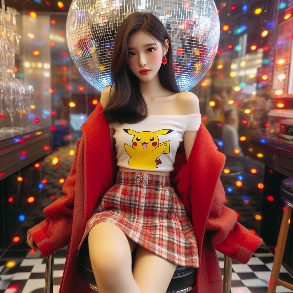 Girl posing on KTV, sparkling and childish