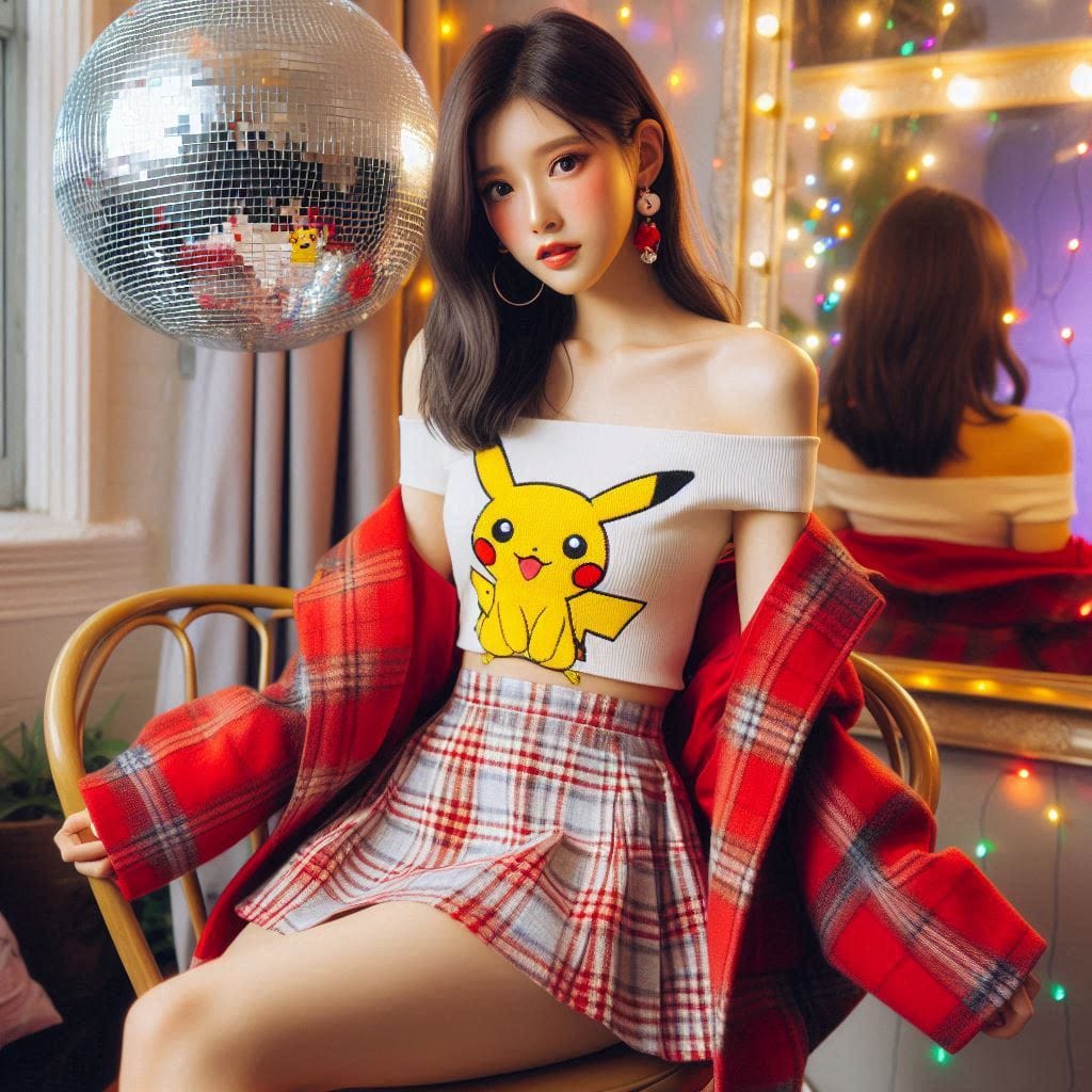 Girl posing on KTV, sparkling and childish