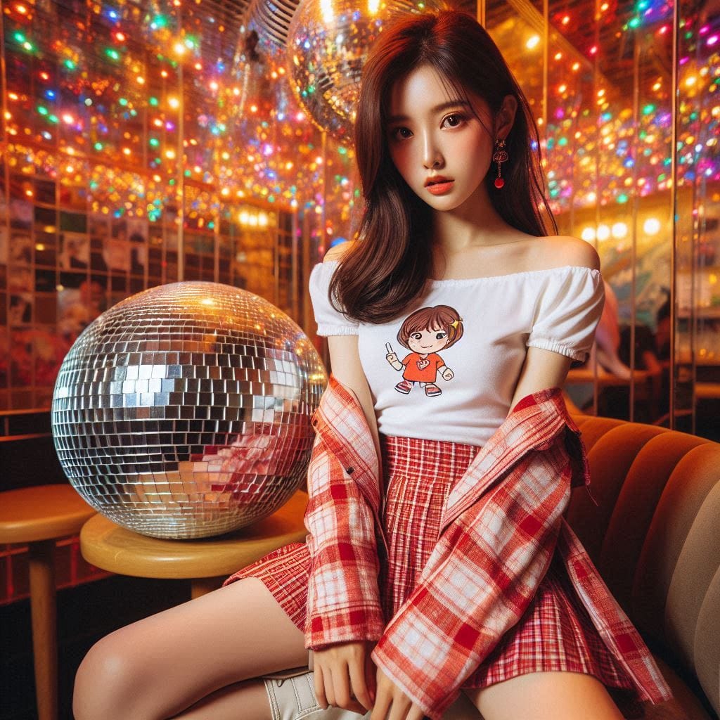 Girl posing on KTV, sparkling and childish