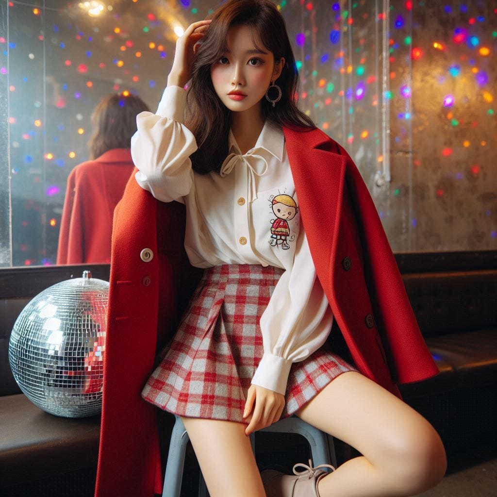 Girl posing on KTV, sparkling and childish