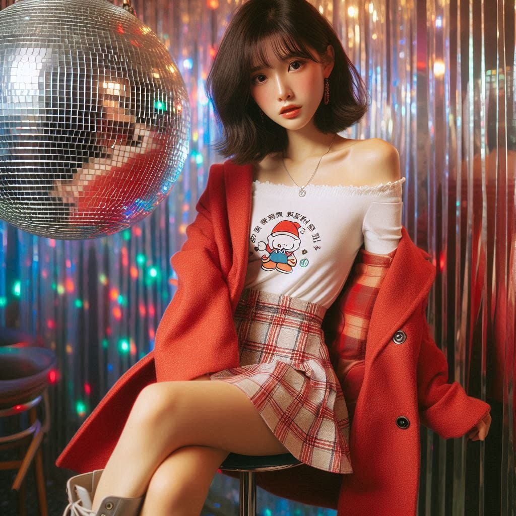 Girl posing on KTV, sparkling and childish