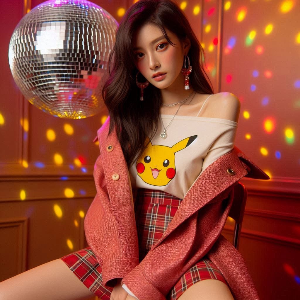 Girl posing on KTV, sparkling and childish