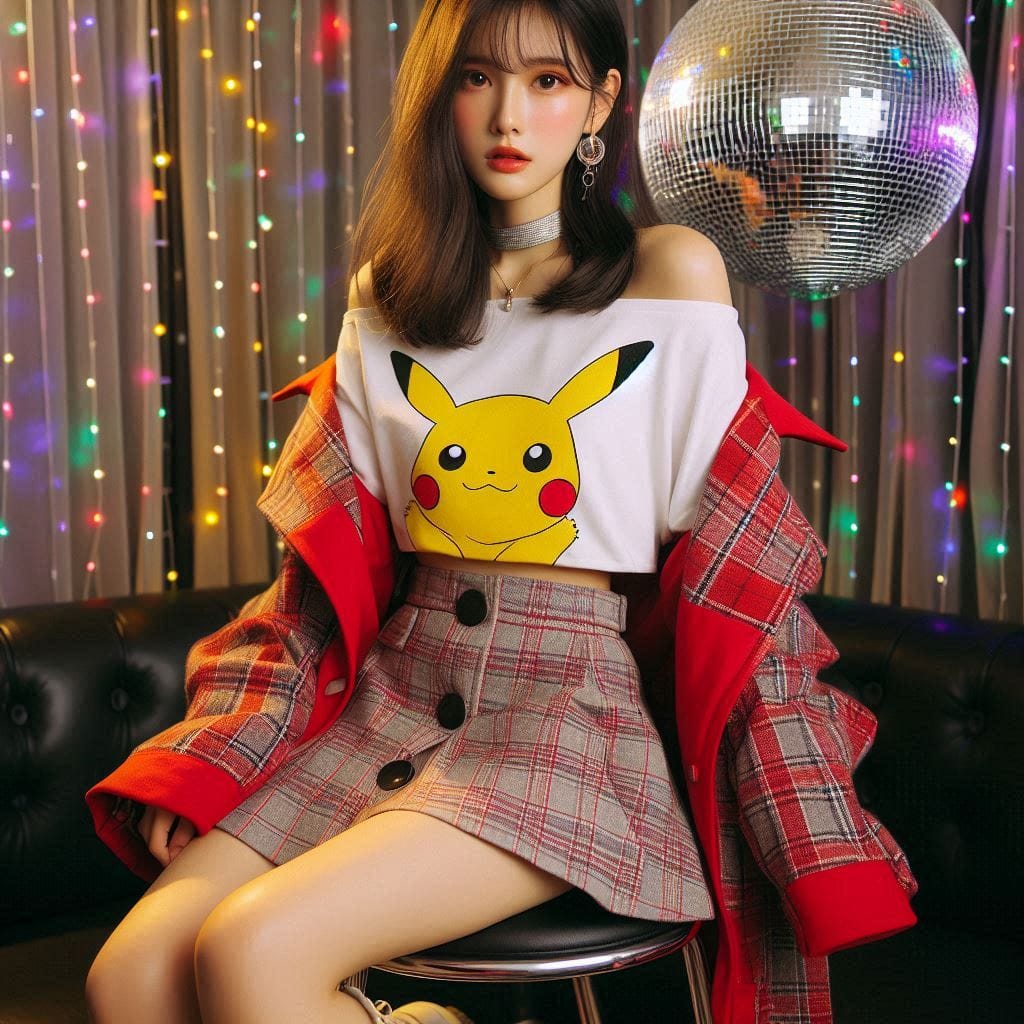 Girl posing on KTV, sparkling and childish