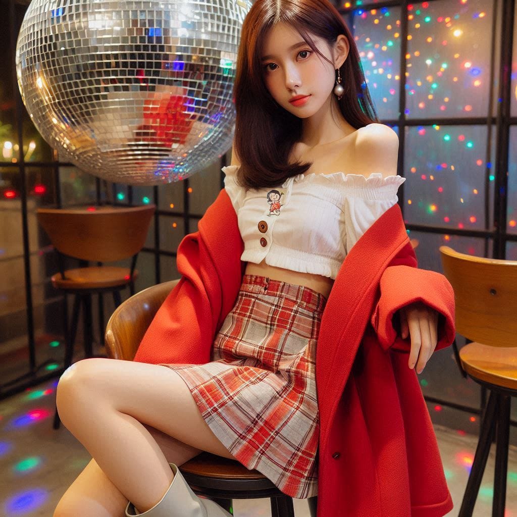 Girl posing on KTV, sparkling and childish