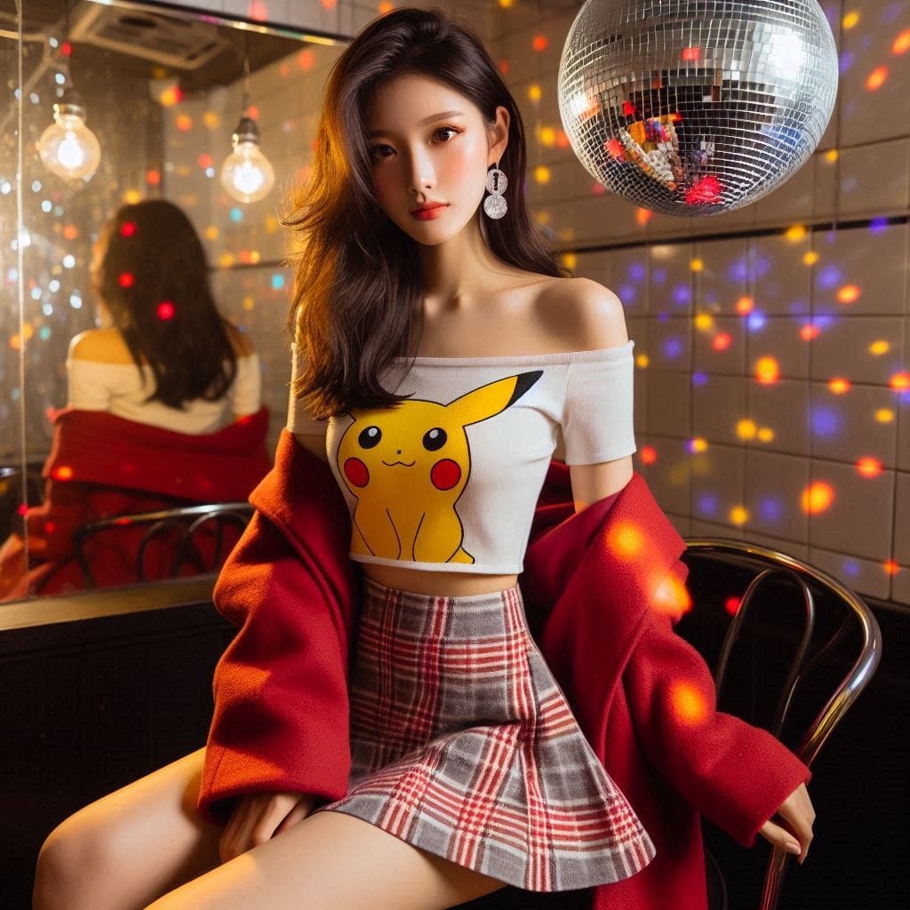 Girl posing on KTV, sparkling and childish