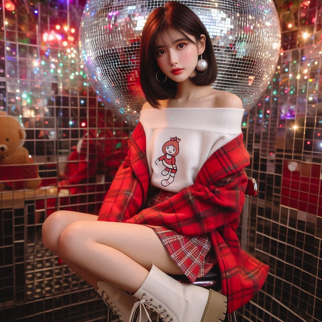 Girl posing on KTV, sparkling and childish