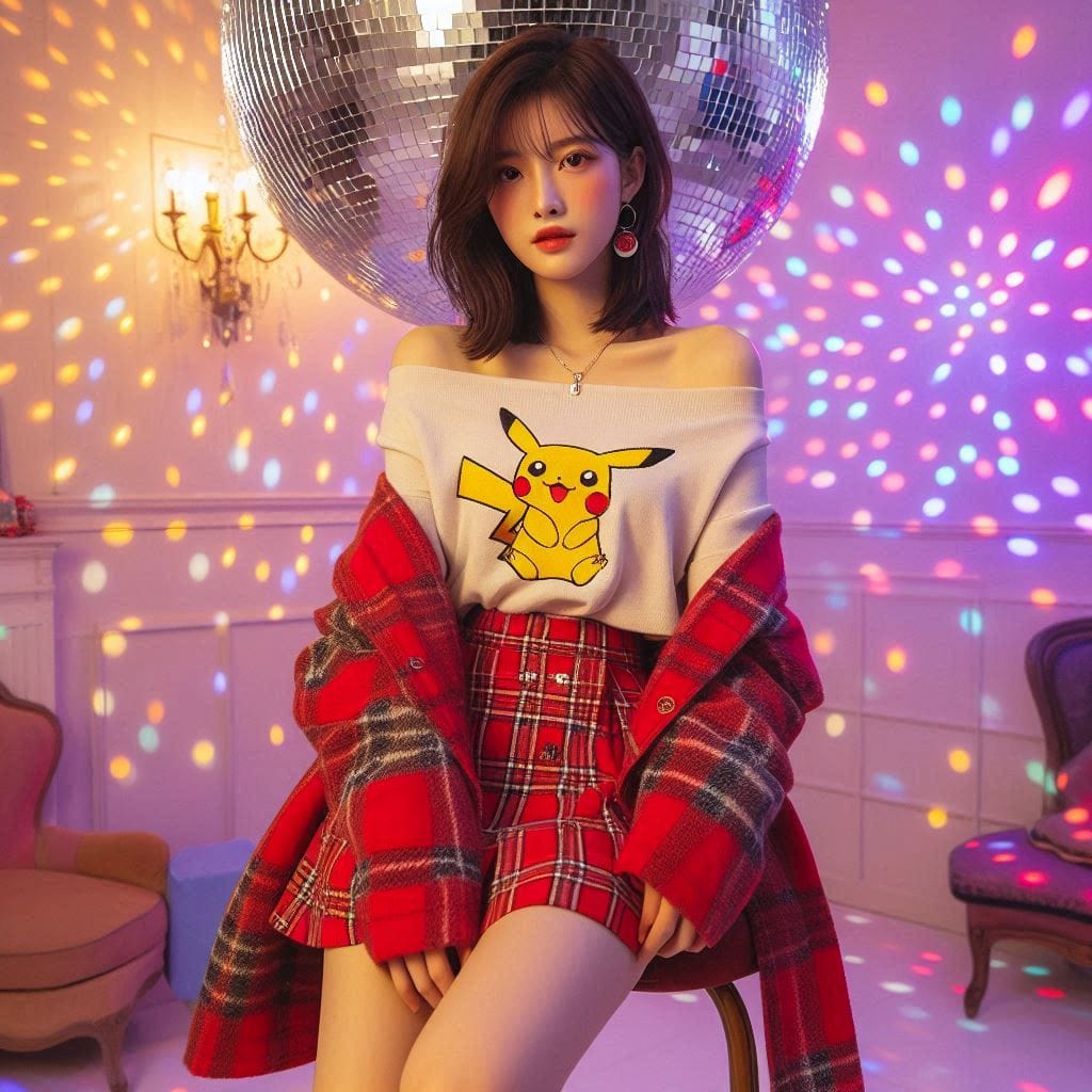 Girl posing on KTV, sparkling and childish