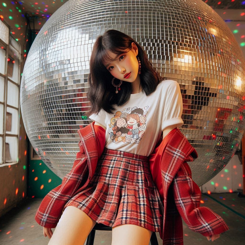 Girl posing on KTV, sparkling and childish