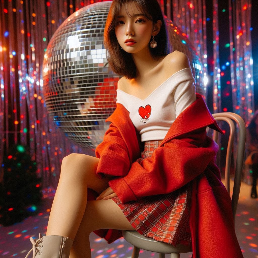Girl posing on KTV, sparkling and childish