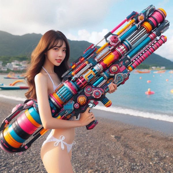 Water battles by the sea