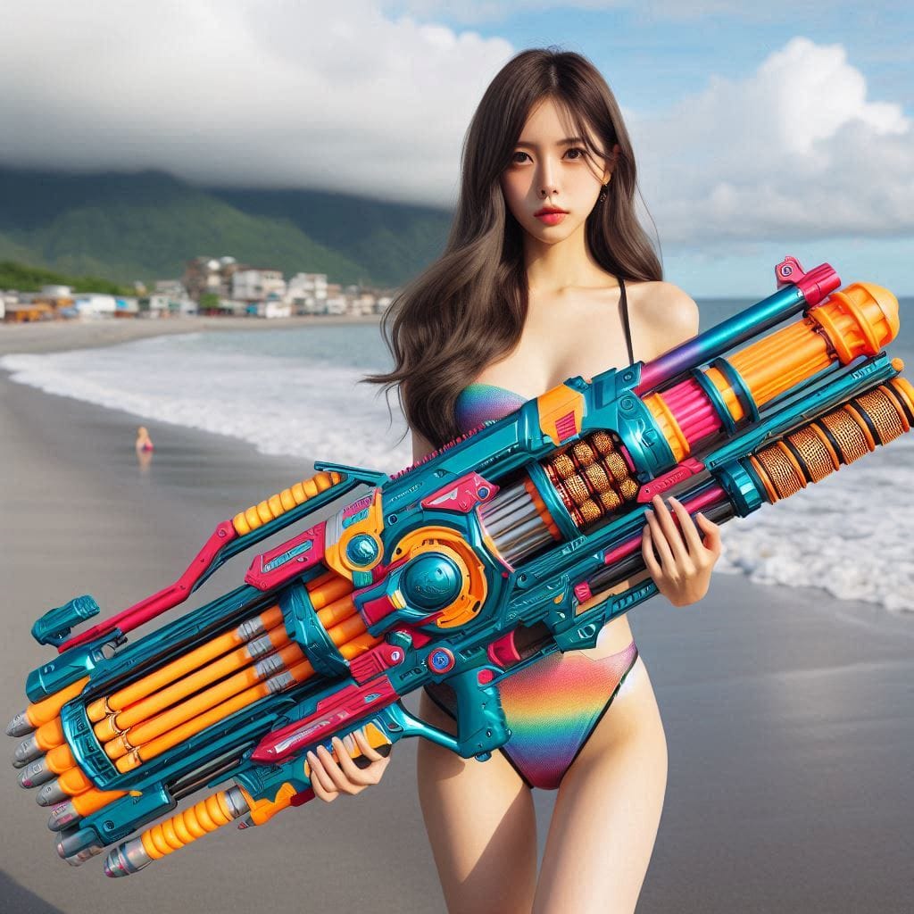 Water battles by the sea