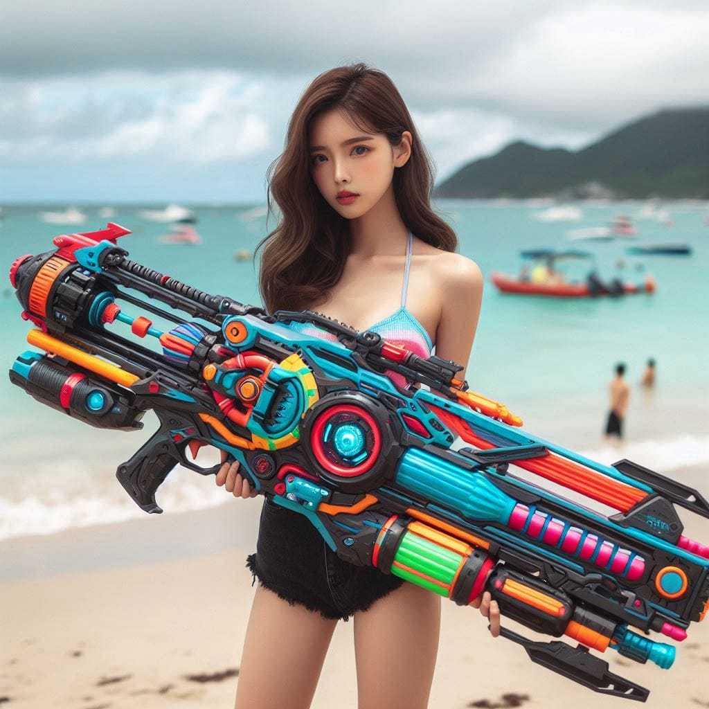 Water battles by the sea