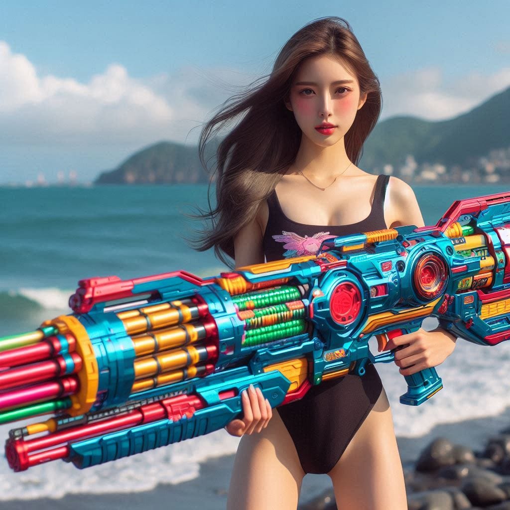 Water battles by the sea
