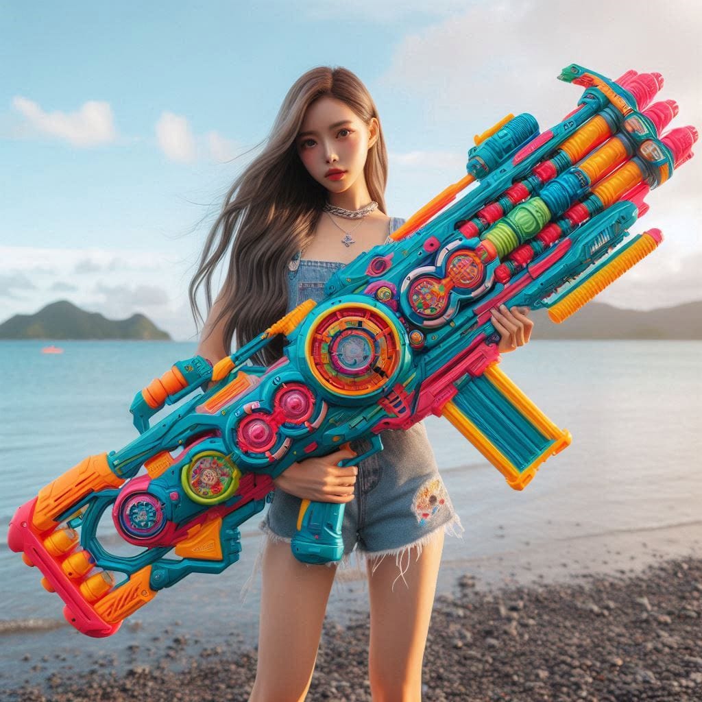 Water battles by the sea