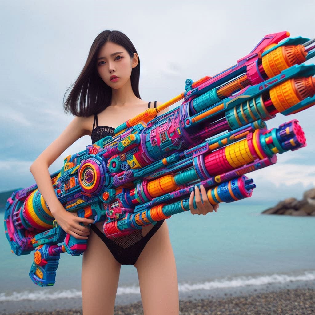 Water battles by the sea
