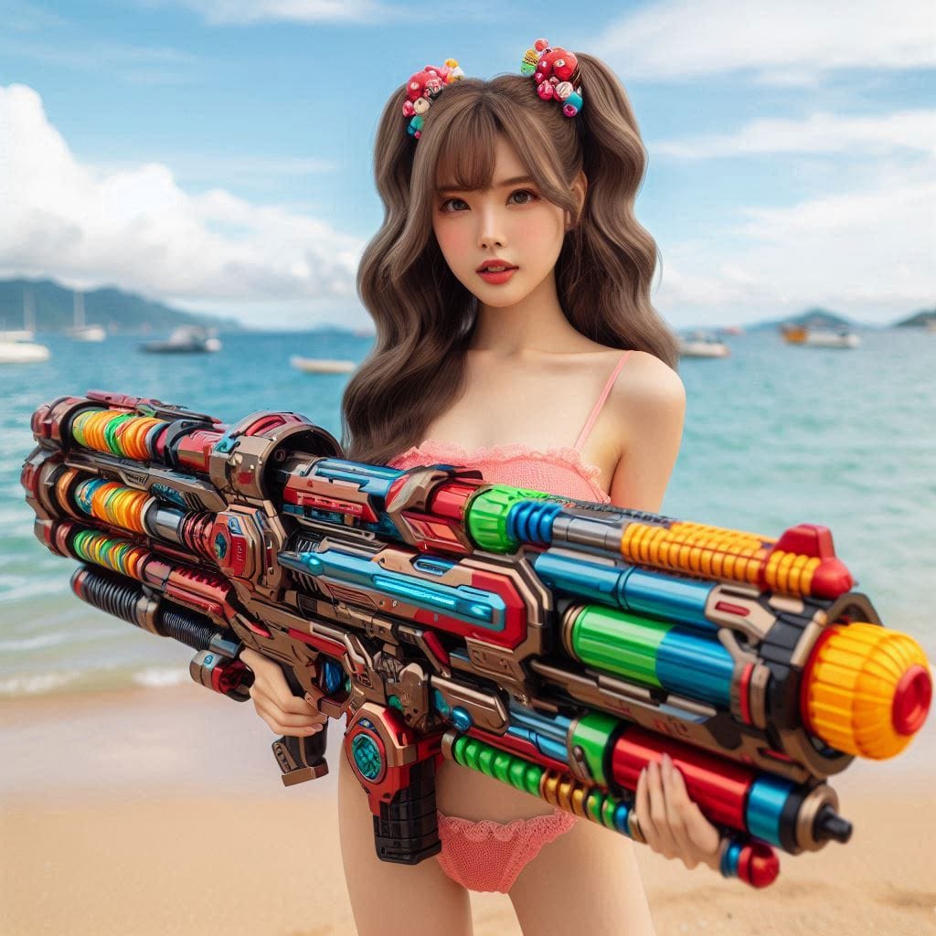 Water battles by the sea