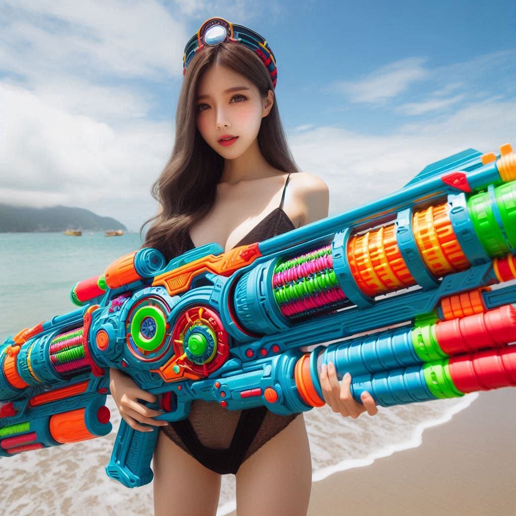 Water battles by the sea