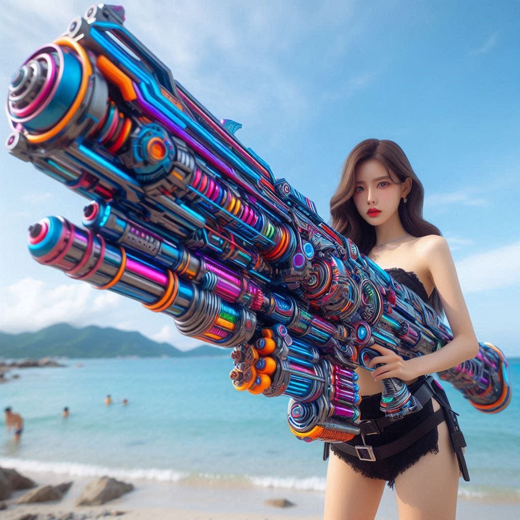 Water battles by the sea