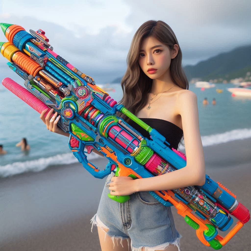 Water battles by the sea