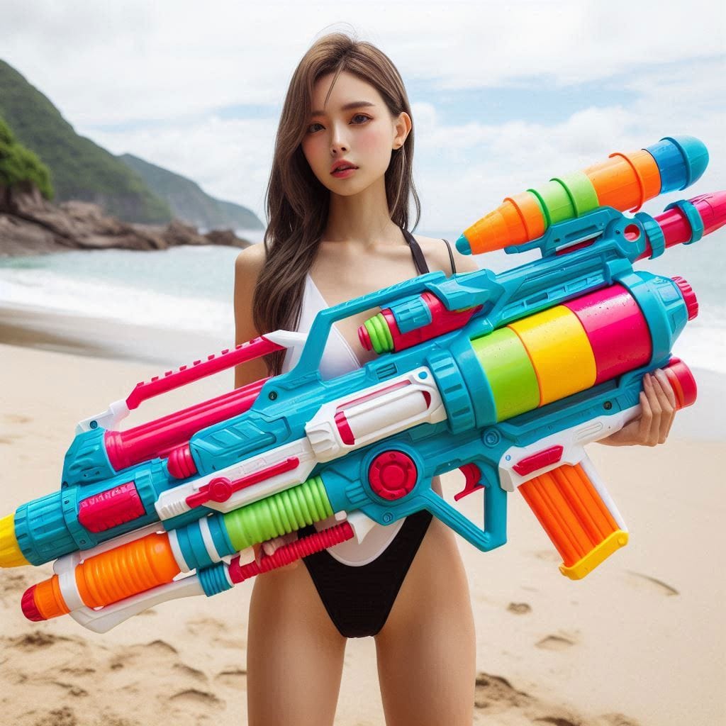 Water battles by the sea