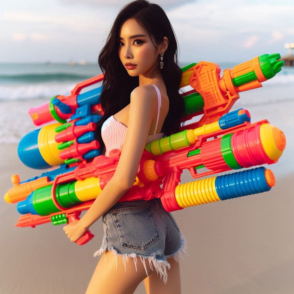 Water battles by the sea