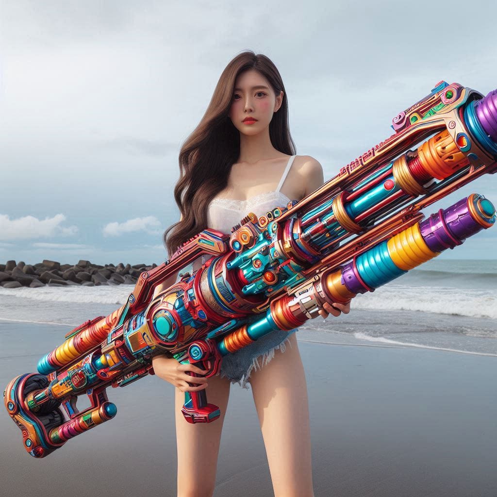 Water battles by the sea