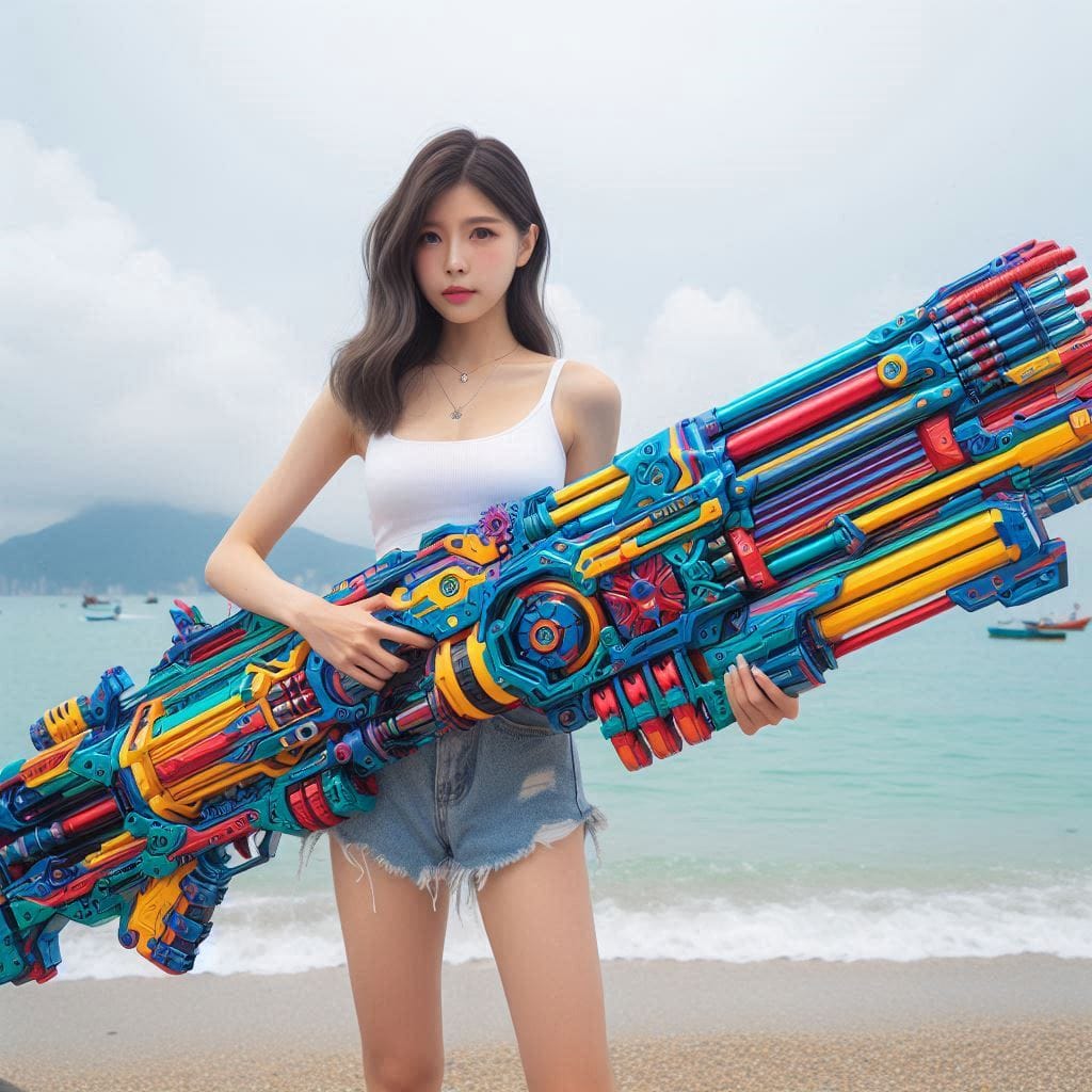 Water battles by the sea