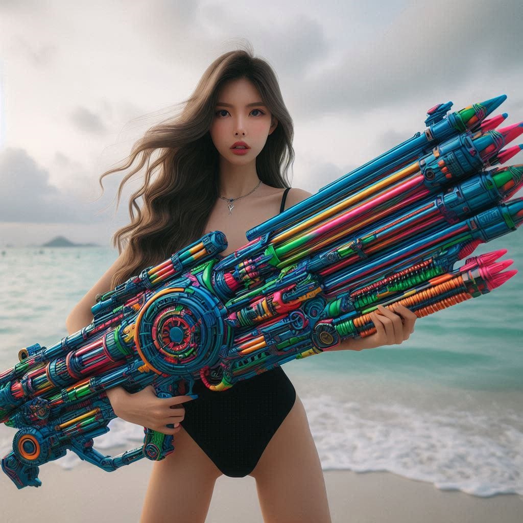 Water battles by the sea