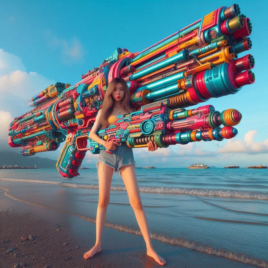 Water battles by the sea