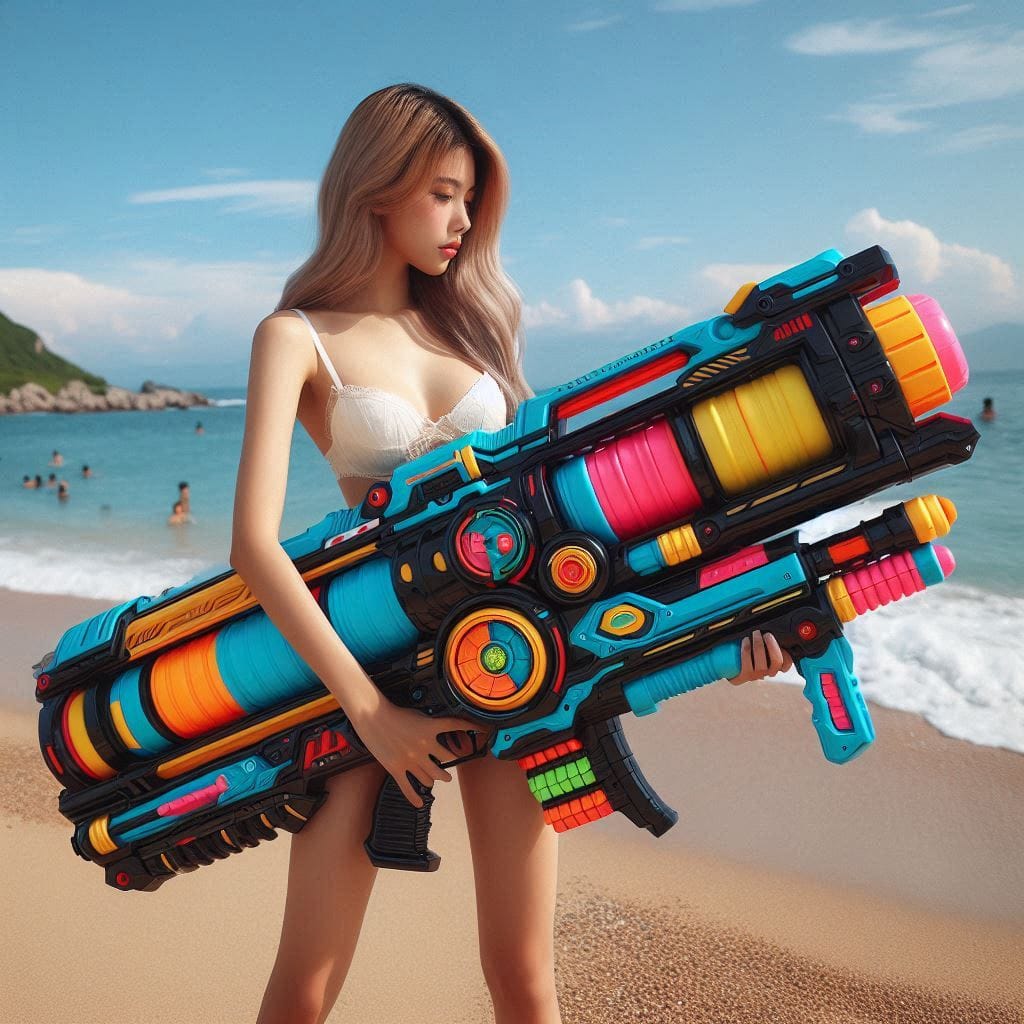 Water battles by the sea